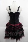 画像2: OZZ ANGELO / 薔薇刺繍サイド編み上げコルセットキャミワンピース  黒Ｘ赤 I-25-05-29-097-OO-OP-HD-ZI (2)