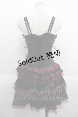 画像2: OZZ ANGELO / 薔薇刺繍サイド編み上げコルセットキャミワンピース  黒Ｘ赤 I-25-05-29-097-OO-OP-HD-ZI