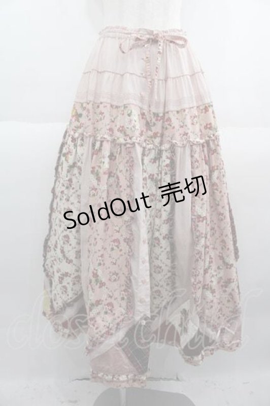 画像1: PINK HOUSE / エターナルローズパッチワークスカート  ピンク I-25-05-29-105-LO-SK-HD-ZI (1)