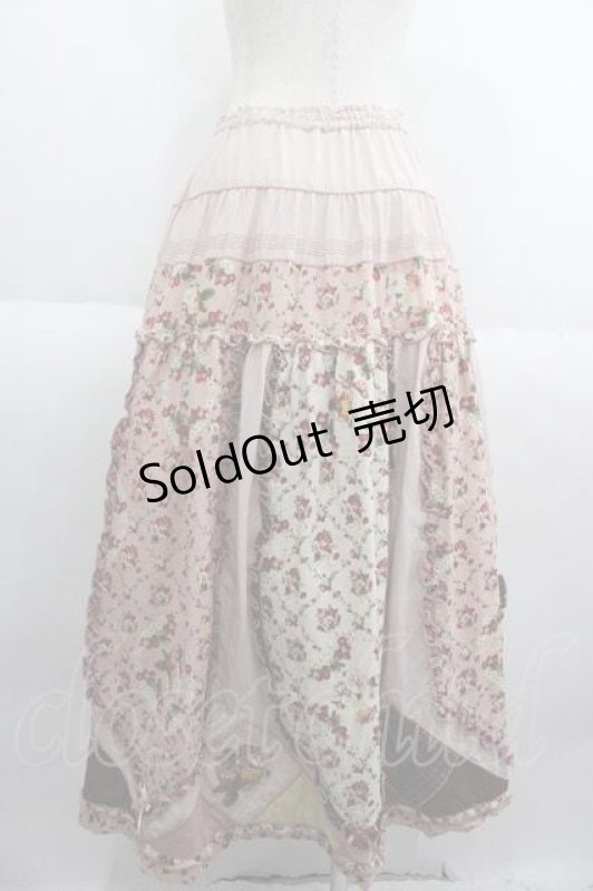 画像2: PINK HOUSE / エターナルローズパッチワークスカート  ピンク I-25-05-29-105-LO-SK-HD-ZI (2)
