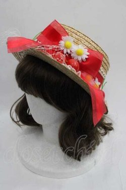画像1: Angelic Pretty / Cherryストローハット  赤Ｘ白Ｘブラウン I-25-05-29-113-AP-AC-HD-ZI