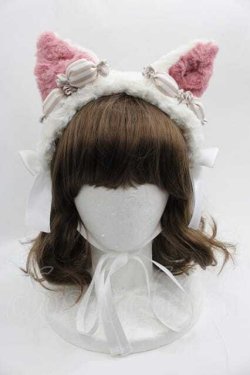 画像1: Twinkle Rose / ボアねこみみヘッドドレス  白Ｘピンク I-25-05-29-118-LO-AC-HD-ZI