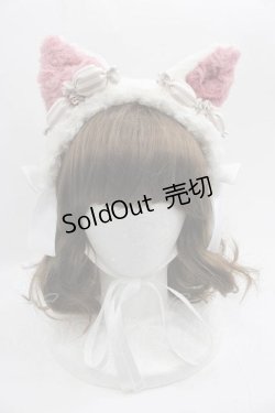 画像1: Twinkle Rose / ボアねこみみヘッドドレス  白Ｘピンク I-25-05-29-118-LO-AC-HD-ZI