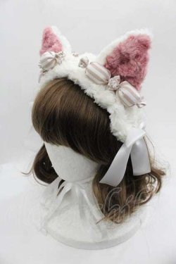 画像3: Twinkle Rose / ボアねこみみヘッドドレス  白Ｘピンク I-25-05-29-118-LO-AC-HD-ZI