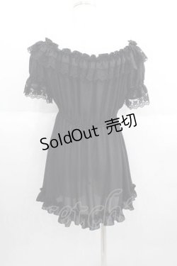 画像2: ATELIER PIERROT /シフォンフリル半袖ブラウス  黒 I-25-05-29-013-EL-BL-HD-ZI