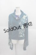 gouk / 花柄ptハイネックジップアップトップス  ブルーグリーン I-25-05-29-031-GO-TO-HD-ZI