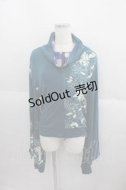 画像1: gouk / 花柄ptハイネックジップアップトップス  ブルーグリーン I-25-05-29-031-GO-TO-HD-ZI