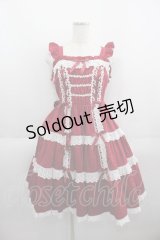 Angelic Pretty / Romanticティアードジャンパースカート  赤Ｘ白 I-25-06-01-050-AP-OP-HD-ZI