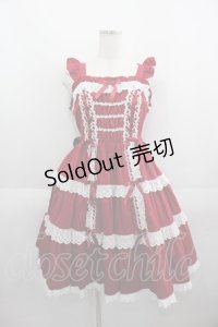 Angelic Pretty / Romanticティアードジャンパースカート  赤Ｘ白 I-25-06-01-050-AP-OP-HD-ZI
