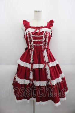画像1: Angelic Pretty / Romanticティアードジャンパースカート  赤Ｘ白 I-25-06-01-050-AP-OP-HD-ZI