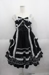 画像1: BABY,THE STARS SHINE BRIGHT / くみゃちゃんのHeart Sugar Decorationジャンパースカート  黒Ｘ白 I-25-06-01-056-BA-OP-HD-ZI (1)