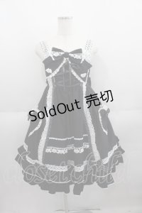 BABY,THE STARS SHINE BRIGHT / くみゃちゃんのHeart Sugar Decorationジャンパースカート  黒Ｘ白 I-25-06-01-056-BA-OP-HD-ZI