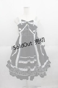 画像1: BABY,THE STARS SHINE BRIGHT / くみゃちゃんのHeart Sugar Decorationジャンパースカート  黒Ｘ白 I-25-06-01-056-BA-OP-HD-ZI
