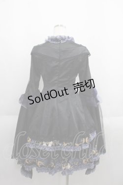 画像2: 桜洛芙（海外ロリータブランド） / ラメ袖&フロント刺繍ワンピース S 黒Ｘゴールド I-25-06-01-073-LO-OP-HD-ZI