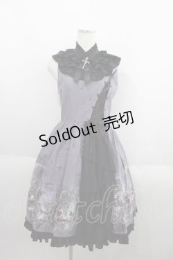 画像1: Krad Lanrete（海外ロリータブランド） / お城&騎士プリントジャンパースカート  グレーｘ黒 I-25-06-01-074-LO-BL-HD-ZI