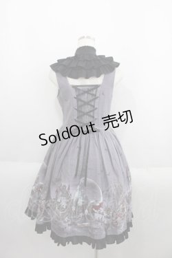 画像2: Krad Lanrete（海外ロリータブランド） / お城&騎士プリントジャンパースカート  グレーｘ黒 I-25-06-01-074-LO-BL-HD-ZI
