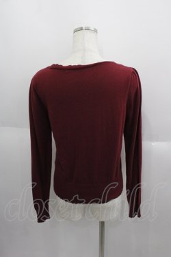 画像2: F i.n.t / リボン刺繍カーディガン  ボルドーＸ白 I-25-06-01-017-CA-TO-HD-ZI