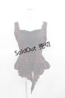 画像1: Lilizi（海外ロリータブランド） / 蜘蛛の巣レースリボンビスチェ  黒ｘボルドー I-25-06-01-031-LO-JA-HD-ZI