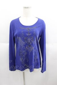 Ozz Croce / クロス刺繍羽根プリントカットソー  青 I-25-06-01-033-OO-TO-HD-ZI