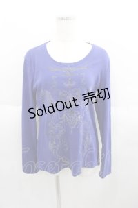 Ozz Croce / クロス刺繍羽根プリントカットソー  青 I-25-06-01-033-OO-TO-HD-ZI