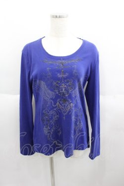 画像1: Ozz Croce / クロス刺繍羽根プリントカットソー  青 I-25-06-01-033-OO-TO-HD-ZI