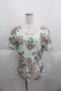 MALKOMALKA / 不思議の国のアリスモチーフTシャツ  ミント I-25-06-01-036-PU-TS-HD-ZI