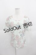 MALKOMALKA / 不思議の国のアリスモチーフTシャツ  ミント I-25-06-01-036-PU-TS-HD-ZI