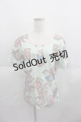 MALKOMALKA / 不思議の国のアリスモチーフTシャツ  ミント I-25-06-01-036-PU-TS-HD-ZI