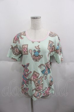 画像1: MALKOMALKA / 不思議の国のアリスモチーフTシャツ  ミント I-25-06-01-036-PU-TS-HD-ZI