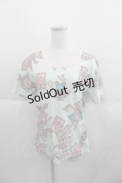 画像1: MALKOMALKA / 不思議の国のアリスモチーフTシャツ  ミント I-25-06-01-036-PU-TS-HD-ZI