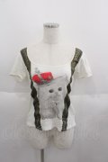 CHOICE / 王冠猫pt半袖ショート丈Tシャツ M ホワイト I-25-06-01-038-PU-TS-HD-ZI