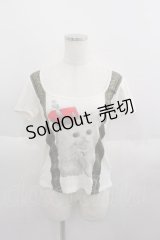 CHOICE / 王冠猫pt半袖ショート丈Tシャツ M ホワイト I-25-06-01-038-PU-TS-HD-ZI