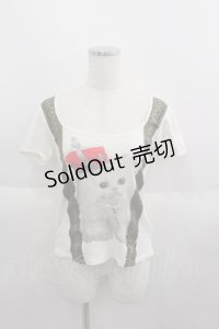 CHOICE / 王冠猫pt半袖ショート丈Tシャツ M ホワイト I-25-06-01-038-PU-TS-HD-ZI