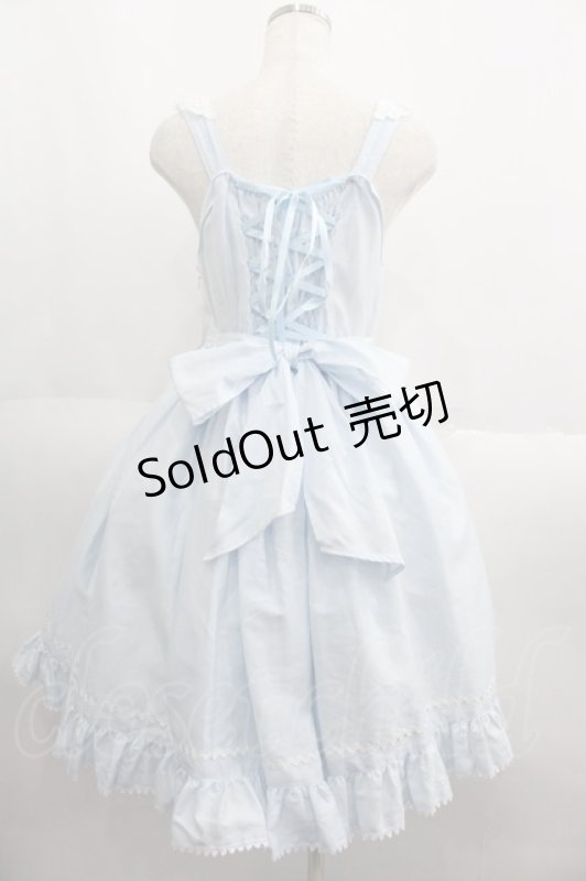 画像2: BABY,THE STARS SHINE BRIGHT / ローズフルールエプロンジャンパースカート  サックスＸ白 I-25-06-04-048-BA-OP-HD-ZI (2)