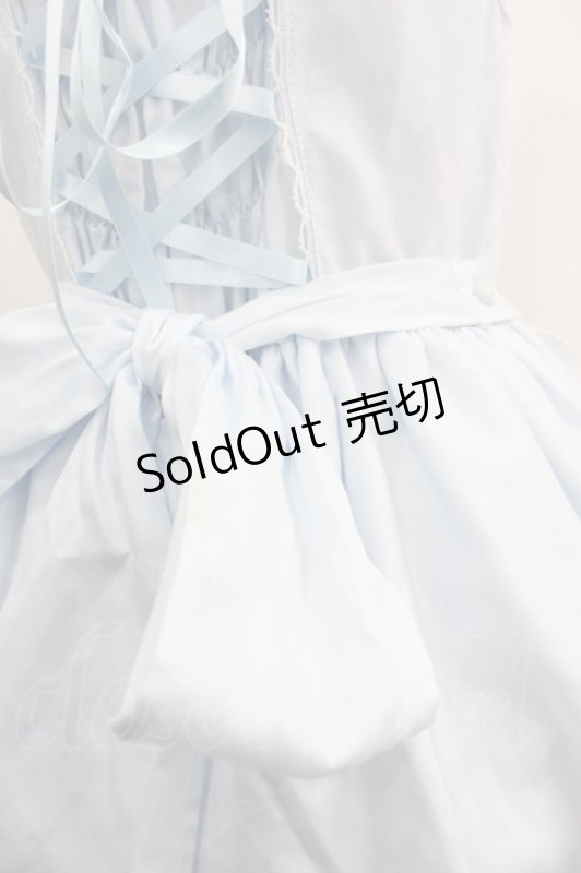 画像4: BABY,THE STARS SHINE BRIGHT / ローズフルールエプロンジャンパースカート  サックスＸ白 I-25-06-04-048-BA-OP-HD-ZI (4)