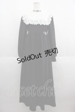 画像1: Jamie エーエヌケー / ハイネック刺繍サイドベルトロングワンピース  黒Ｘ白 I-25-06-04-065-LO-OP-HD-ZI