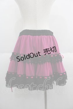 画像2: ALGONQUINS / はしごリボンレースシフォンスカート  ピンクＸ黒 I-25-06-04-081-AL-SK-HD-ZI