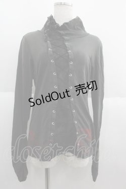 画像1: gouk / 編み上げハイネックカットソー  グレー I-25-06-04-012-GO-TO-HD-ZI