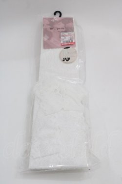 画像1: m petit by misako / AMOVKレースリボン付きオーバーニーソックス 23-25CM 白 I-25-06-04-119-LO-ZA-HD-ZI