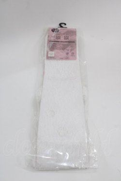 画像2: m petit by misako / AMOVKレースリボン付きオーバーニーソックス 23-25CM 白 I-25-06-04-119-LO-ZA-HD-ZI
