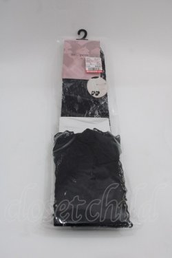 画像1: m petit by misako / AMOVKレースリボン付きオーバーニーソックス 23-25CM 黒 I-25-06-04-120-LO-ZA-HD-ZI