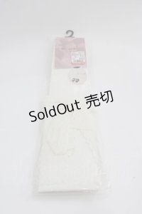 m petit by misako / AMOVKレースリボン付きオーバーニーソックス 23-25CM 濃白 I-25-06-04-121-LO-ZA-HD-ZI