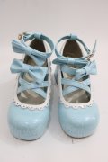axes femme kawaii / ダブルリボンスカラップシューズ M サックス I-25-06-04-124-AX-SH-HD-ZI