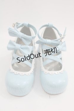 画像1: axes femme kawaii / ダブルリボンスカラップシューズ M サックス I-25-06-04-124-AX-SH-HD-ZI