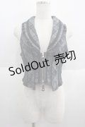 Ozz Croce / フロントダブルZIP刺繍チェックベスト  グレーチェック I-25-06-04-014-OO-TO-HD-ZI