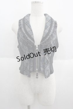 画像1: Ozz Croce / フロントダブルZIP刺繍チェックベスト  グレーチェック I-25-06-04-014-OO-TO-HD-ZI