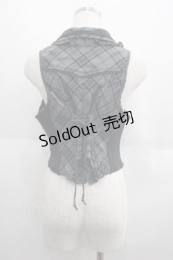 画像2: Ozz Croce / フロントダブルZIP刺繍チェックベスト  グレーチェック I-25-06-04-014-OO-TO-HD-ZI