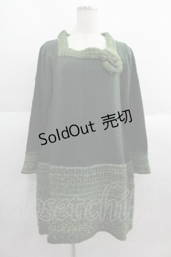 画像1: INGEBORG / カメリアニットブローチ付きチュニック  グリーン I-25-06-04-018-LO-TO-HD-ZT059