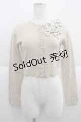 JESUS DIAMANTE / パール&リボンカーディガン  ベージュ I-25-06-04-024-JE-TO-HD-ZI