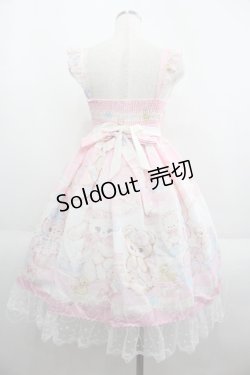 画像2: 韓茹涼（海外ロリータブランド） / くまさんプリントエプロン付きジャンパースカート  ピンク I-25-06-08-052-LO-OP-HD-ZI